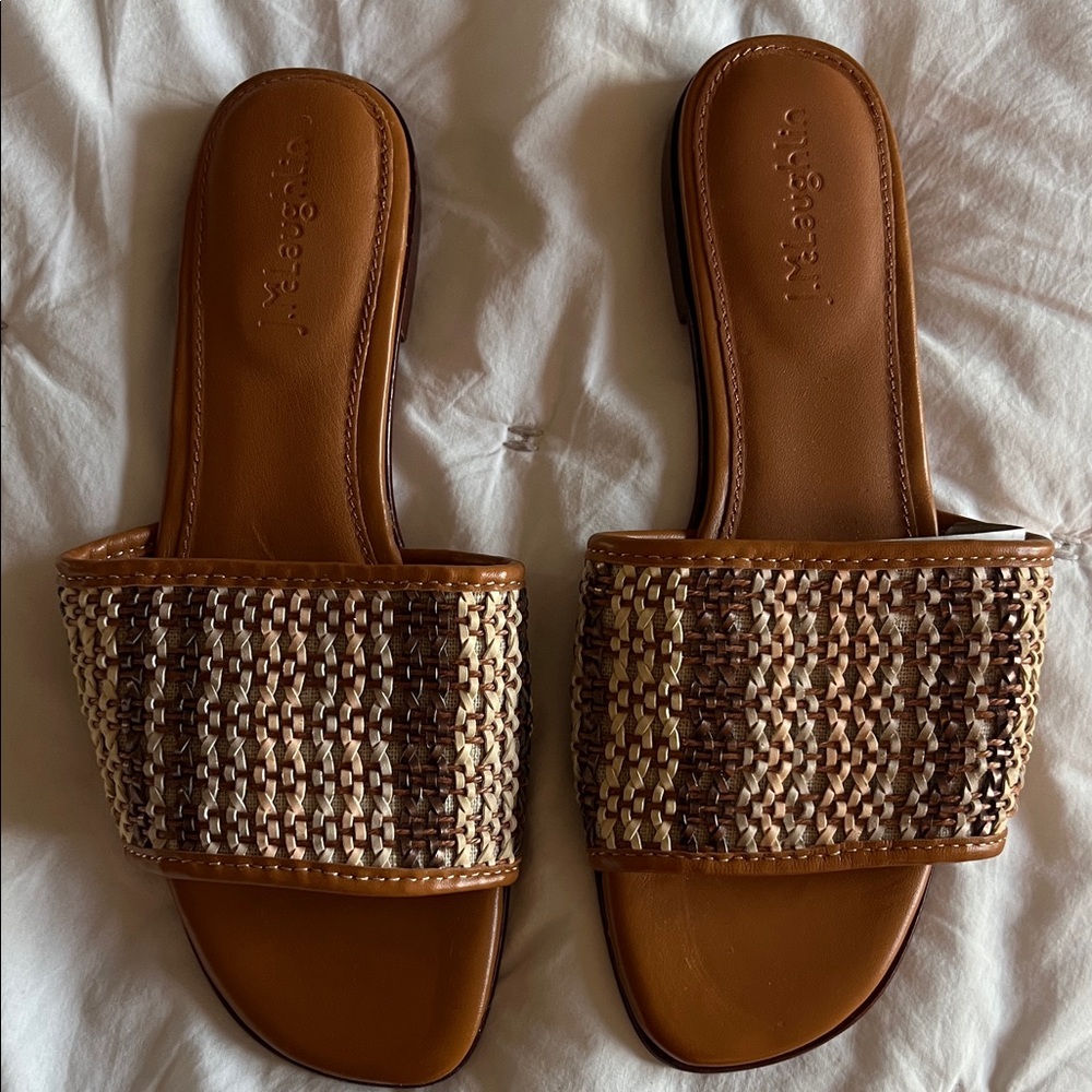 J. McLaughlin Tan and Brown Woven Sandals